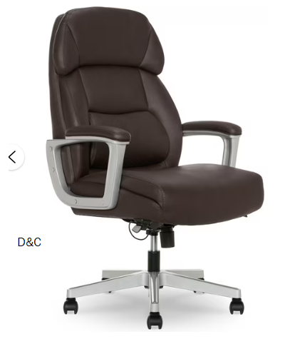Shaquille O’Neal Rion Ergonomic Heavy-Duty Office Chair, PureSoft Upholstery, High-Back Desk Chair with 400 lb Capacity, Brown