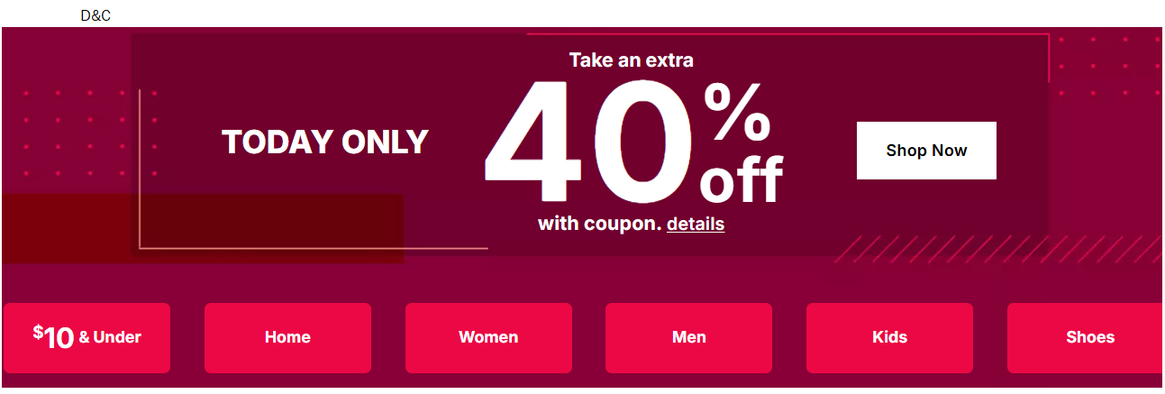 Kohls – Extra 40% off