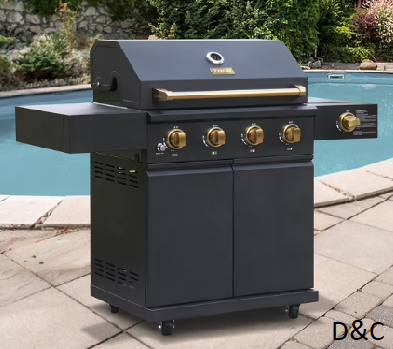 Gordon Ramsay Collections THOR Kitchen Outdoor Black 4-Burner Gas Grill w/ Cover