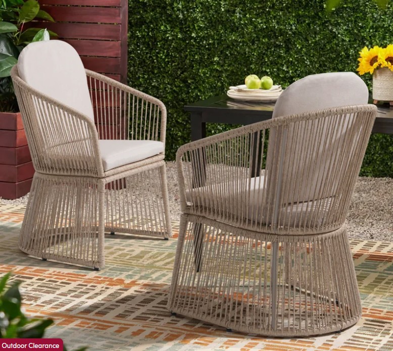 Outdoor Dining Armchair With Cushion (Set of 2)