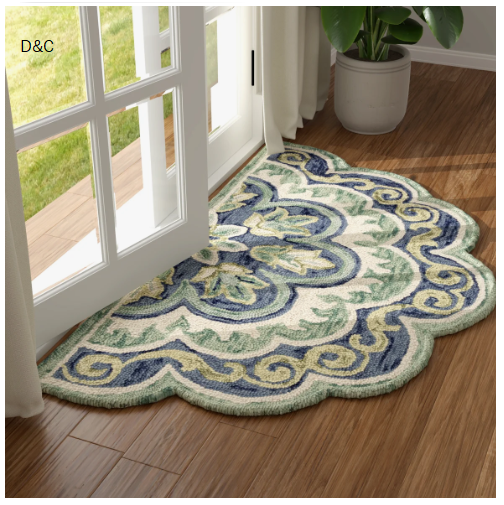 Cementon Handmade Green Floral 100% Wool Tufted Area Rug