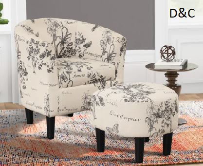 25.5″ W Modern Stylish Soft Upholstered Living Room Accent Chair with Ottoman