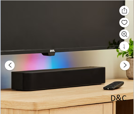 onn 20 Inch Bluetooth 2.1 Channel Soundbar with Multi-Color LED Lighting, Black