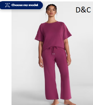 Joyspun Women’s French Terry Lounge Sleep Short Sleeve Top and Capri Pants Set, 2 Piece, Sizes XS-3X