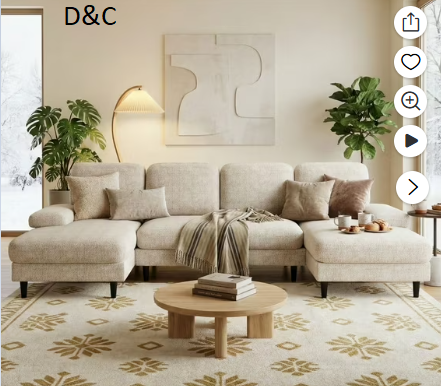 CONCETTA U Shaped Sectional Sofa Couches with Double Chaise 4-Seat Set