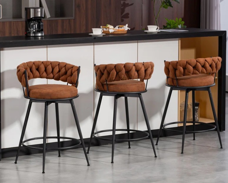Upholstered Swivel Counter Stool (Set of 3)