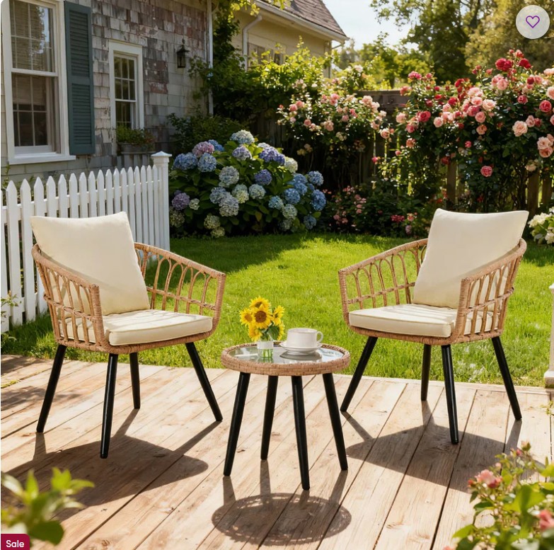 3 Piece Outdoor Wicker Furniture Patio Bistro Set