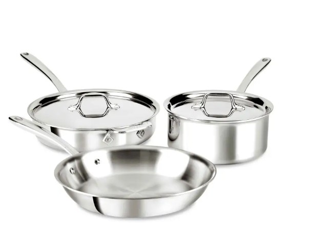D3 Stainless Everyday 3-ply Bonded Starter Cookware Set, 5 Piece