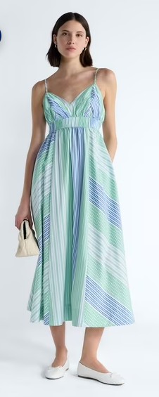 Free Assembly Women’s and Women’s Plus Striped Cotton Maxi Dress, with Cut Out Back, Sizes XS-4X