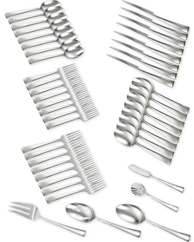 Bellasera Polished 18/10 Stainless Steel 45 Pc. Flatware Set, Service for 8