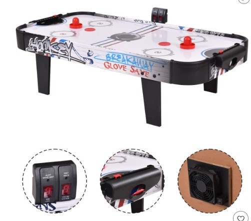 Costway 42”Air Powered Hockey Table Game Room Indoor Sport Electronic Scoring 2 Pushers