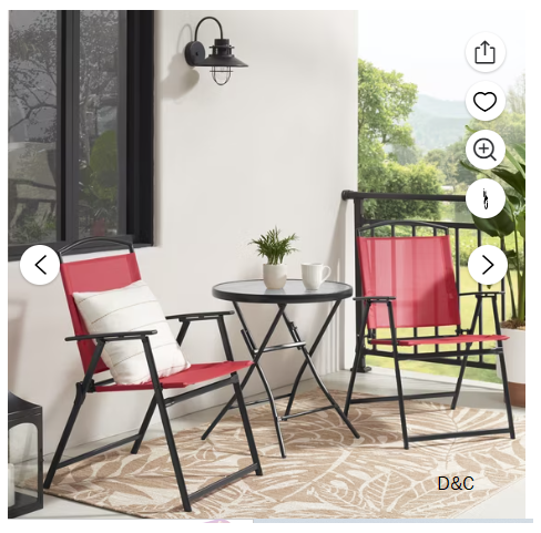 Mainstays Albany Lane 3-Piece Outdoor Bistro Set, Red