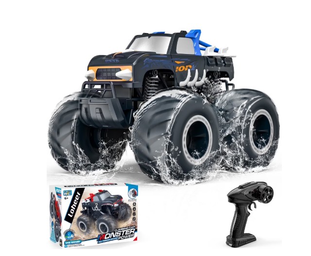 LOHEER 1:16 Remote Control Cars , Waterproof 4WD RC Monster Truck Toys Gifts for Kids Adults