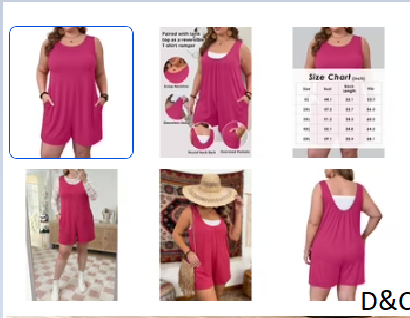 Gleelist Women’s Plus Size Shorts Romper Sleeveless Wide Leg Summer Romper Loose Fit Overalls with Pockets Summer Outfit XL-5XL