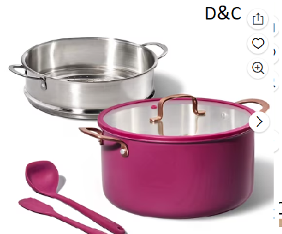 CAROTE 8QT Tri-Ply Stainless Steel Stock Pot with Lid,5 Pcs Large Soup Pot for All Stovetops, Purple