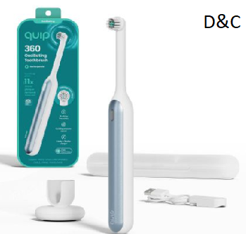 quip 360 Oscillating Rechargeable Electric Toothbrush + Travel Case – White