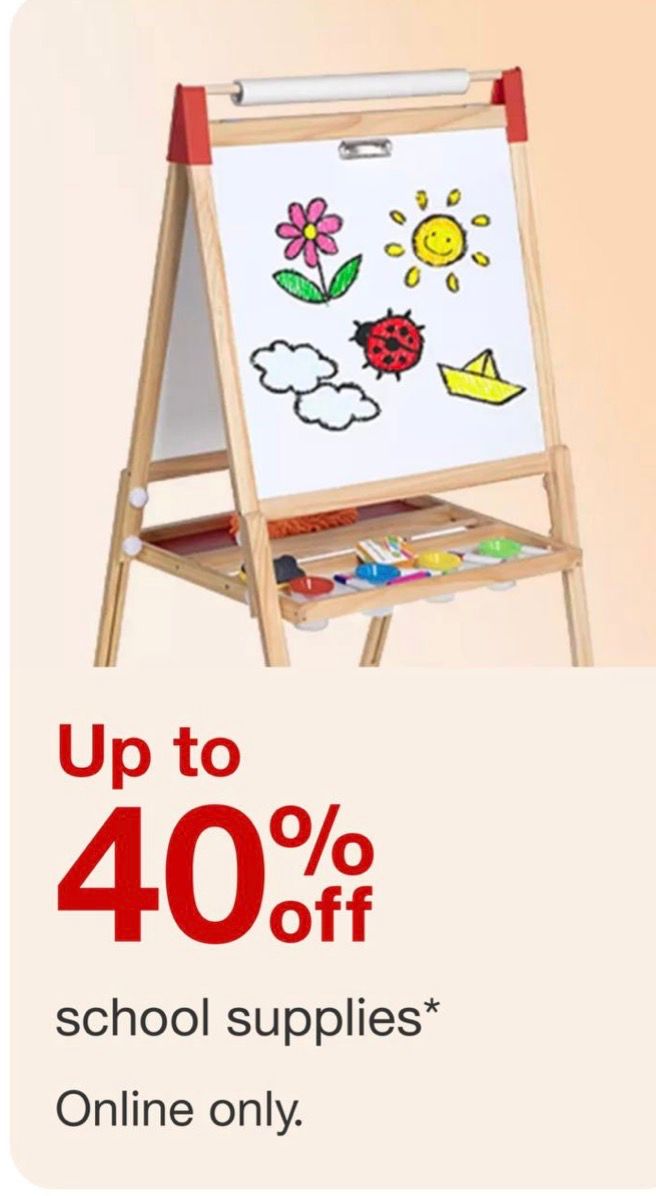 Up to 40% off back to school supplies
