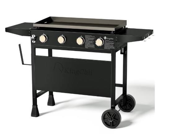 KingChii 4-Burner 30.6″ Propane Griddle Outdoor Flat Top Gas Grill Griddle for Camping, Tailgating, BBQ, Backyard & Patio