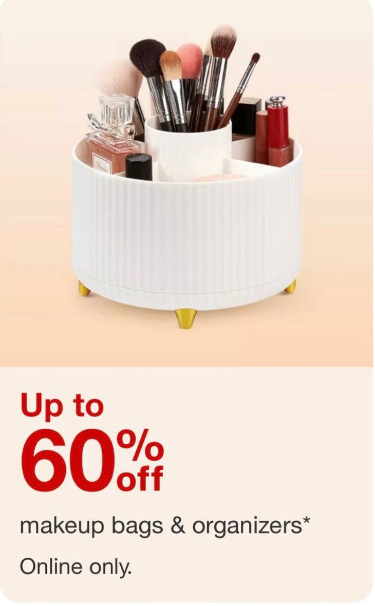 Up to 60% off makeup bags & organizers