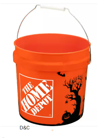 New! $2.88 The Home Depot 2 gal. Orange Halloween Bucket