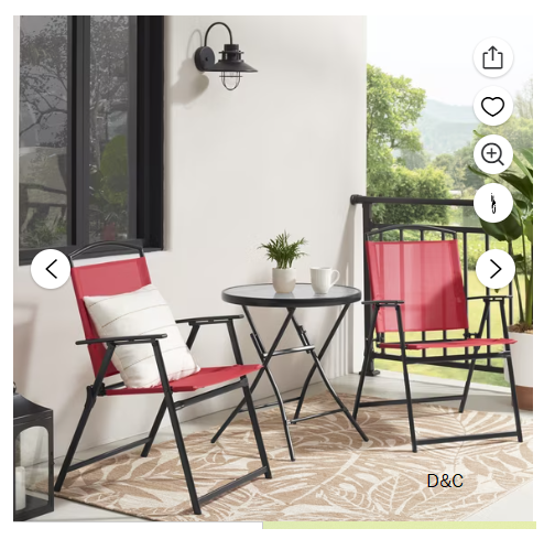 Mainstays Albany Lane 3-Piece Outdoor Bistro Set, Red