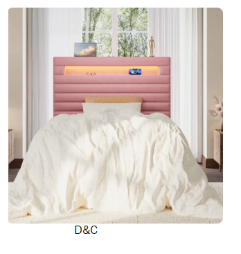 Modern Upholstered Platform Bed with Horizontal Channel Tufting, Built-In Storage Shelf, and USB/Type-C Charging Ports