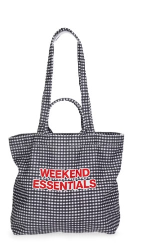 Weekend Academy Girls Gingham Weekend Essentials Tote Bag, Black/White