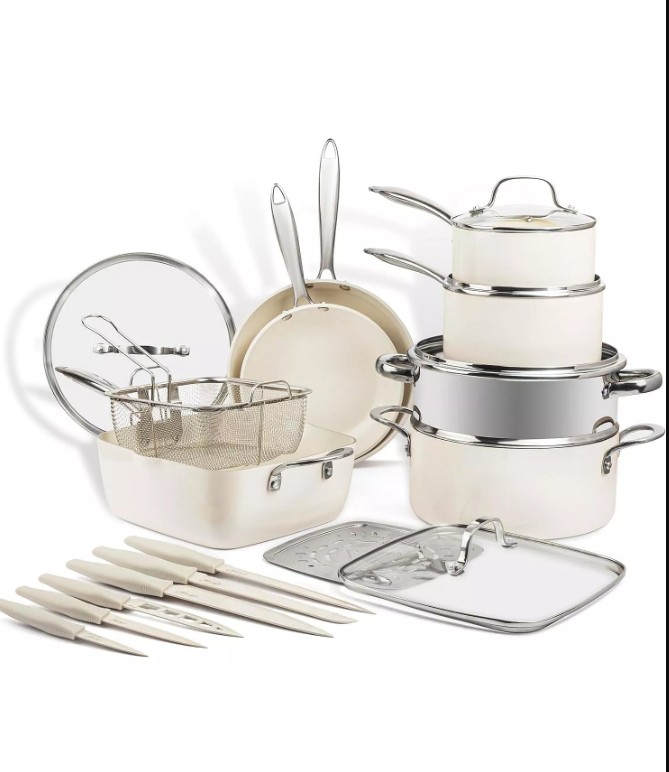 Natural Collection 20-Piece Nonstick Cookware with Knive Set