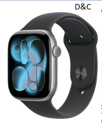 Apple Watch Series 11 [GPS + Cellular 46mm] Smartwatch with Space Gray Aluminum Case with Black Sport Band – S/M