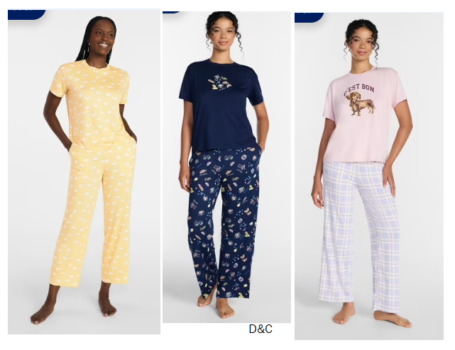 Joyspun Women’s Dreamy Soft Collection Short Sleeve Sleep Top and Open Leg Pants Pajama Set, 2-Piece, Sizes XS-3X
