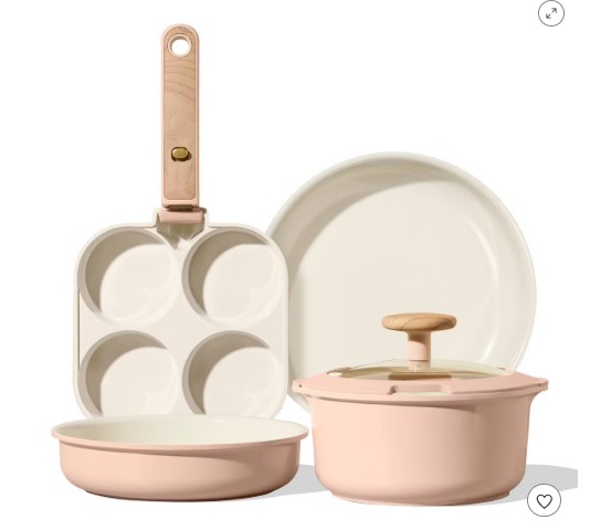 Carote 6pc Ceramic Nonstick Detachable Cookware Set Pink