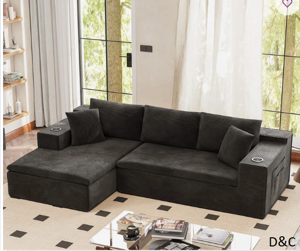 Boneless 109.8″ L-Shaped Sectional Couch with Memory Sponge Cushion, Comfortable Modular Sofa
