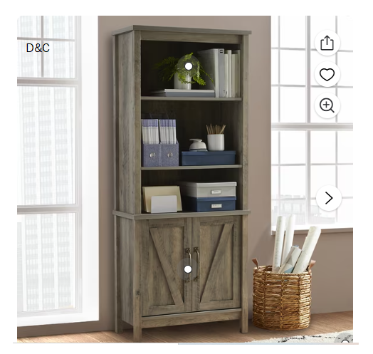 Better Homes & Gardens Modern Farmhouse Bookcase with Doors, Gray Finish