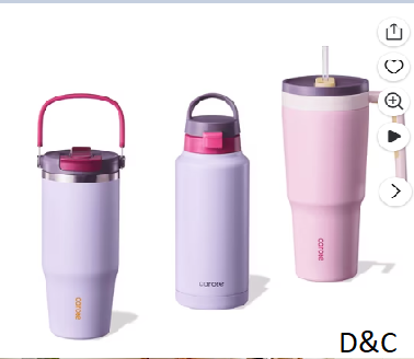 Carote 3pcs Insulated Stainless Steel Water Bottle Set, 40oz & 32oz Travel Bottles, Leak-Proof, Tumbler Style, Starlight Purple