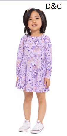 Disney Frozen Toddler Girls Print Dress with Long Sleeves, Sizes 12M-5T