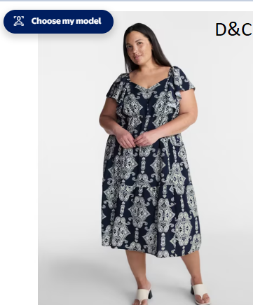 Terra & Sky Women’s Plus Midi Dress with Short Flutter Sleeves, Sizes 0X-5X