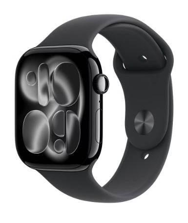 Apple Watch Series 11 GPS 46mm Jet Black Aluminum Case with Black Sport Band – S/M