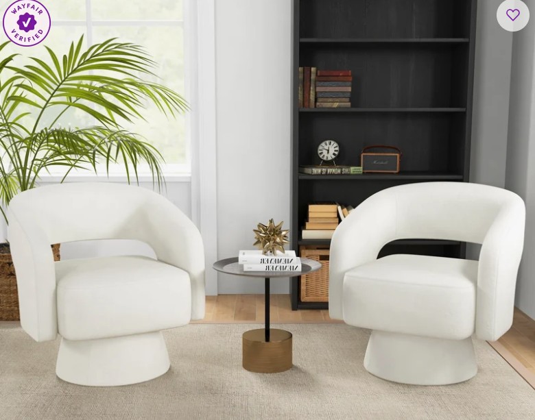 27.8″ W Swivel Upholstered Barrel Chair (Set of 2)