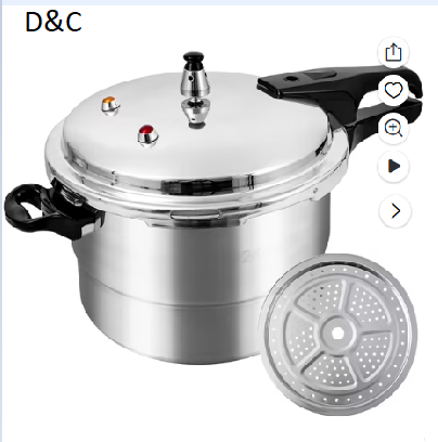 7.4 Quart/7 Liter Aluminum Pressure Cooker with Steaming Rack