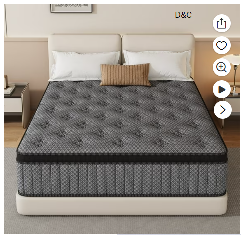 HIKOS 12 inch Queen Mattress in a Box, Cooling Gel Memory Foam Hybrid Mattress with Individually Wrapped Pocket Coils, Medium Firm Queen Size Mattress, Pressure Relief for Adult