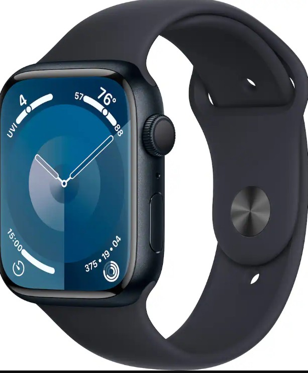 Apple GS Cert Refurb Watch Series 9 (GPS) 45mm Midnight Aluminum Case with Midnight Sport Band with Blood Oxygen – M/L – Midnight – (2023)
