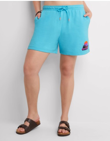 Hanes Explorer Unisex French Terry Shorts, Explore the Outdoors, 6″ Summer Splash M