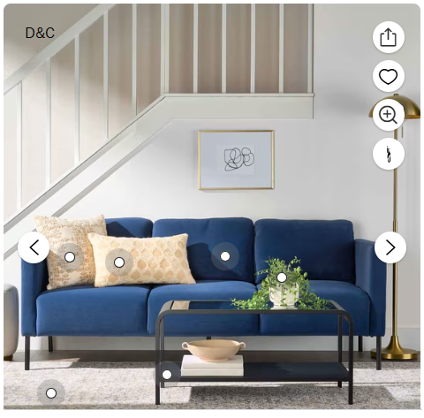 Better Homes & Gardens Wyatt Velvet Sofa, Blue Cove