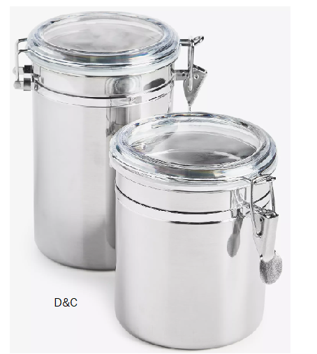 Stainless Steel Clamp-Lid Canisters, Set of 2