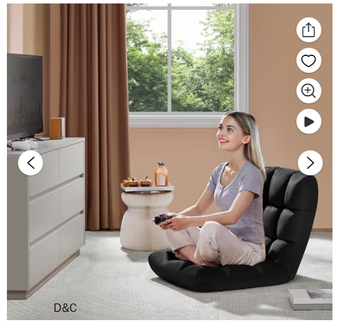 Alden Design Floor Folding Gaming Chair Lazy Sleeper Recliner with 14 Adjustable Positions, Black