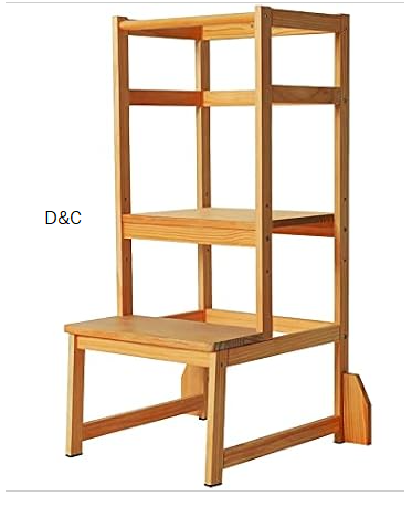 Zytty Toddler Step Stool Toddler Kitchen Stool, Adjustable-Height Toddler Tower Stool Kitchen Wooden Helper Step Stools for Kids, Natural