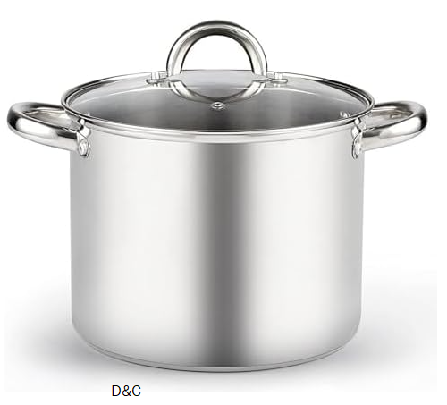 Cooks Standard Professional 6 Quart Stock Pot with Lid, Stainless Steel Dutch Oven Pot