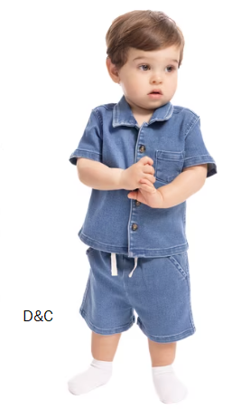 Wonder Nation Baby Boys Short Sleeve Collared Button Top and Matching Shorts Set, Sizes 0/2M-24M