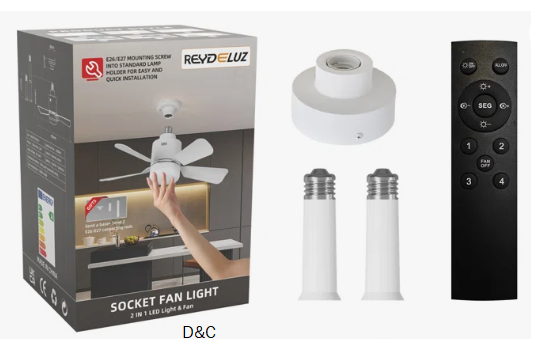18 Inch Socket Fan Lights With E26/e27 Base 3 Colors 3000k-6500k Dimmable Led Light Bulb Fan Screw In Ceiling Fan For Bedroom Living Room Kitchen Home Garage