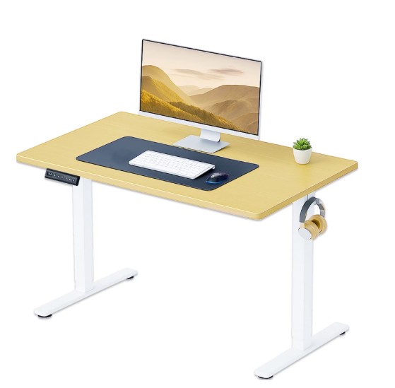 CONCETTA Electric Height Adjustable Desk, 40″x24″ Ergonomic Sit Stand Workstation, One-Touch Lift Home Office Desk, Oak